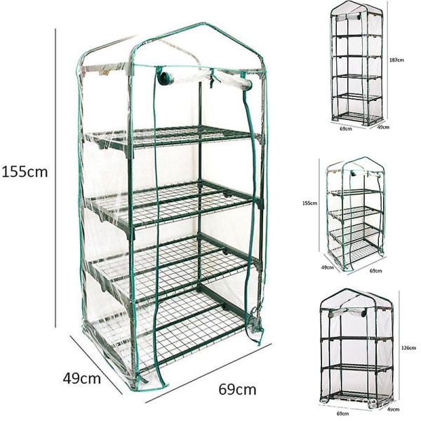 2-lags drivhus vandtæt PVC-erstatningsbetræk gennemsigtig 69 x 49 x 92 cm (kun betræk)（5）