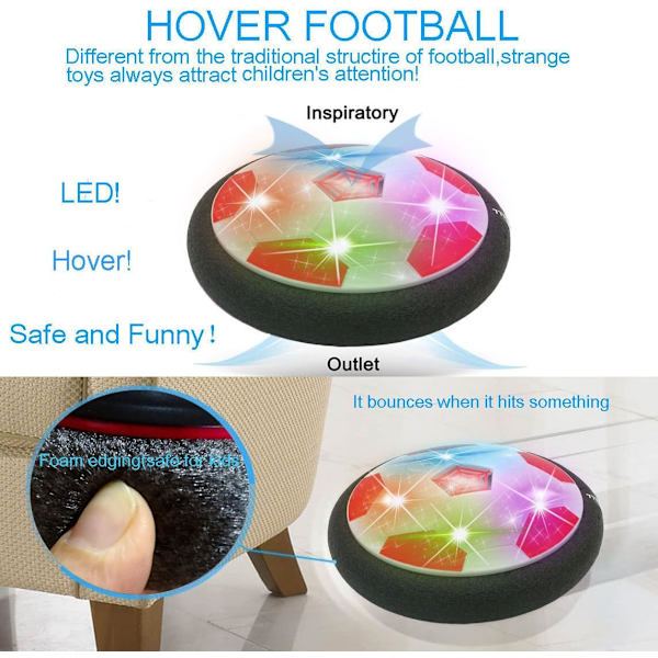 Färgglada LED-lampor Fotboll Hover Toys, Den roligaste och coolaste presenten Födelsedagspresent 4-9 år pojke(Röd)