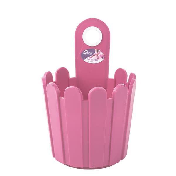 Mini blomlåda i polypropen, 15 cm rosa väggmonterad staketblomma