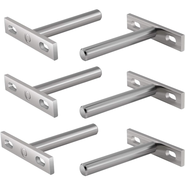 6 stk. metallbraketter for flytende hylle, 3 tommers skjulte fester