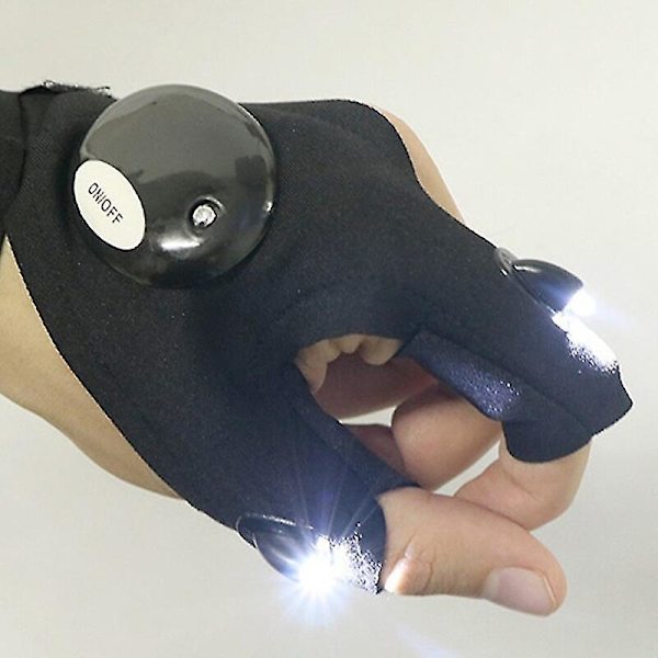 1 par LED-lommelygtehandsker Fingerbeskyttelse Nattehandsker Håndfri lysværktøj til fiskeri Vandring