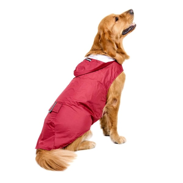 Reflekterende hunderegnfrakke regnfrakke regntøj med snorhul til mellemstore og store hunde（5XL rose rød）
