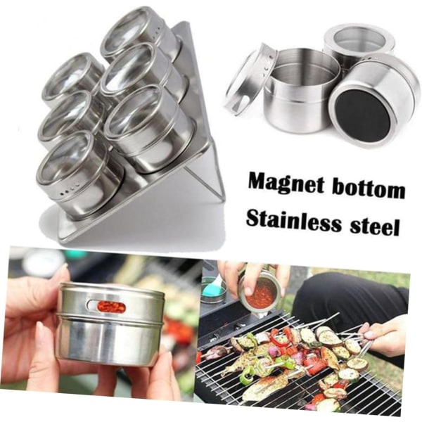 2pcs Magnetic Stainless Steel Containers Magnetic Container Pots