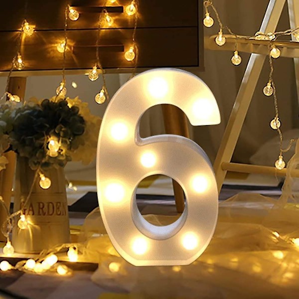 Led Numbers Lamp Number Luminous Numbers 0 1 2 3 4 5 6 7, Decoration Warm White Lights  - 6