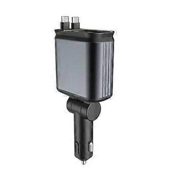 4-in-1 kaksois-USB-C- ja USB-A-autolaturi tähtiprojektorivalolla ja kaapelilla, 180 astetta säädettävä autolaturisovitin