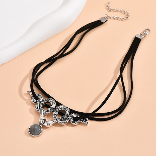 Labradoriitti Käärme Choker Kaulakoru Choker Kaulakoru Käärme Kaulakoru Noita Gootti Kaulakorut