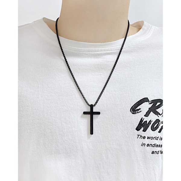 Cross halskæde Titanium stål halskæde katolske smykker til mænd kvinder Golden