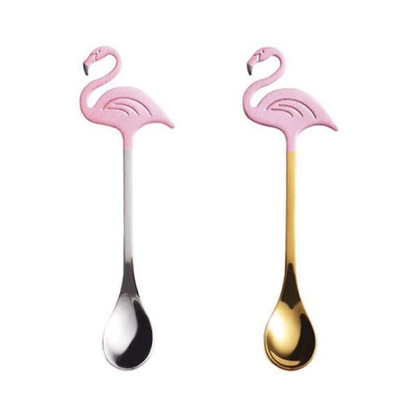2 stk. Flamingo teskeer Teskeer Dessertskeer Skovl Rustfrit