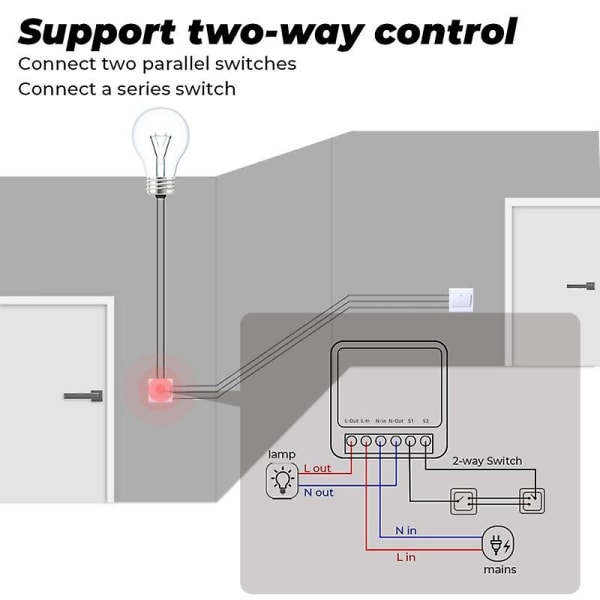 Tuya Mini Wifi og Zigbee bryter Diy 2-veis kontroll timer relé automatisering
