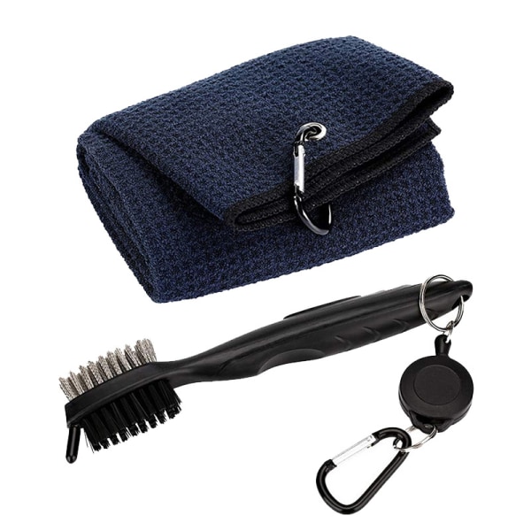 Rengöringsmedel för golfklubbborste och handdukar med öglaklämma för att hänga på golfväskan. Rengöringsverktyg för golfklubbor med spårboll set