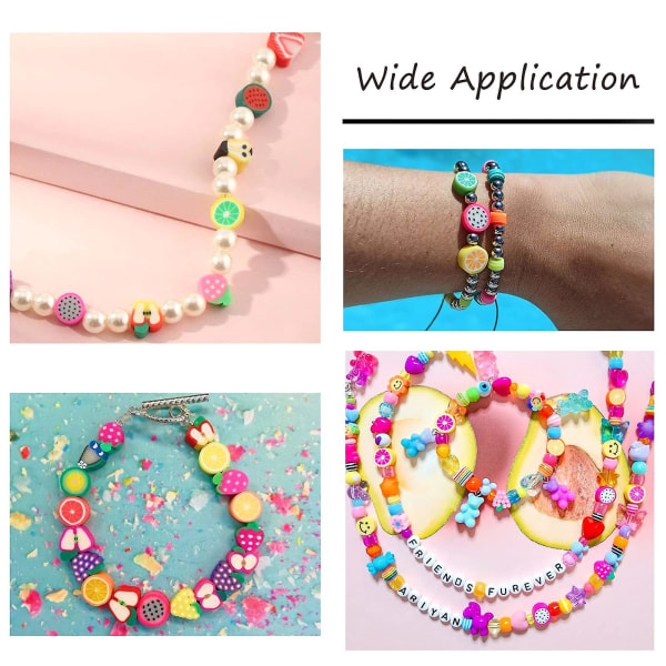 300 st Polymer Clay Beads Handgjorda frukttema Lösa distanspärlor för smyckenstillverkning (blomma)