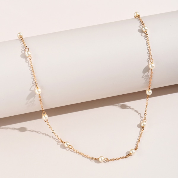 Veritabel plaquage d'or enkel marée collier de perles d'eau douce chaîne de clavicule collier de cou fille tempérance design sens collier femme