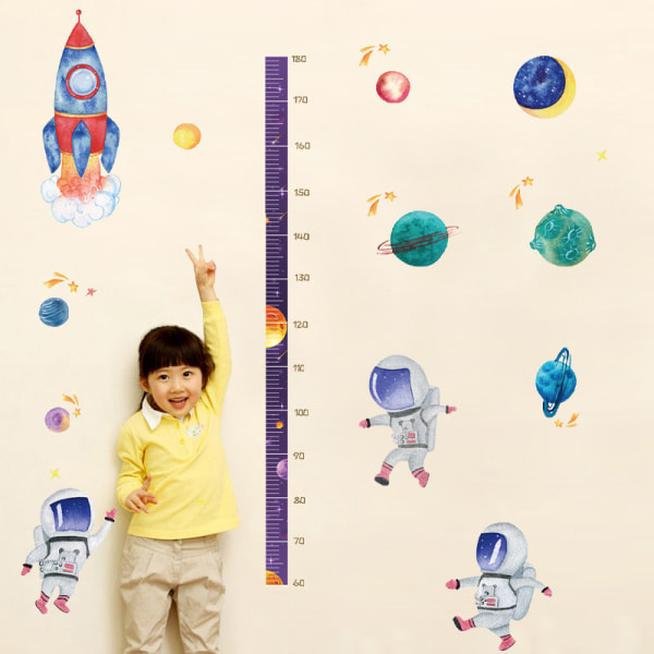 Space Astronaut Height Sticker Children Baby Room Measure Height