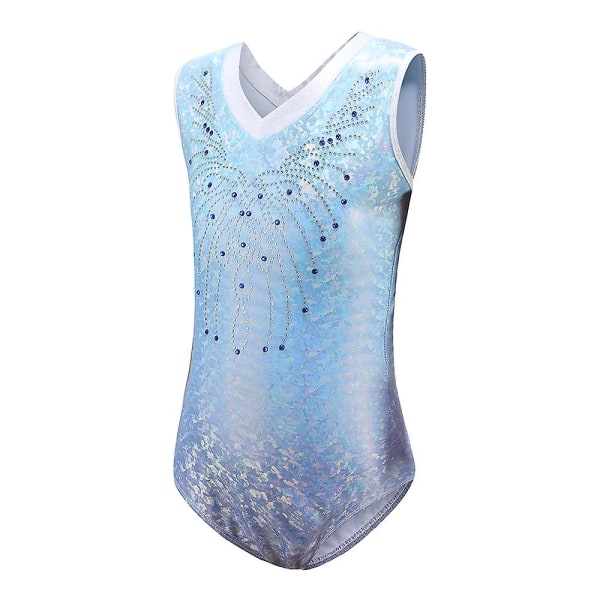 Flickor&#39; Ärmlösa Danskläder Gymnastik Leotard Balett Leotards（7-8Y Ljusblå）