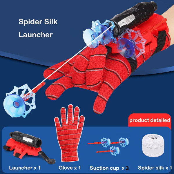 Spider silke launcher, hansker, spider man leker for barn