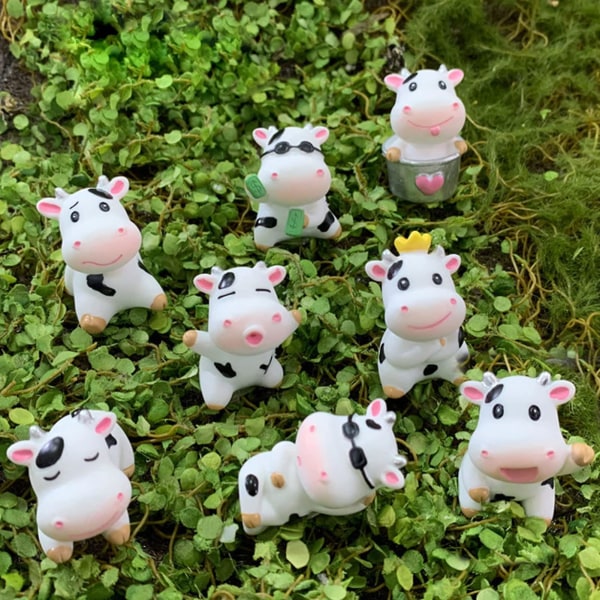 8st mini söta kodjur miniatyrfigurer leksaker för barn, harts trädgård miniatyrmossa landskapsprydnader