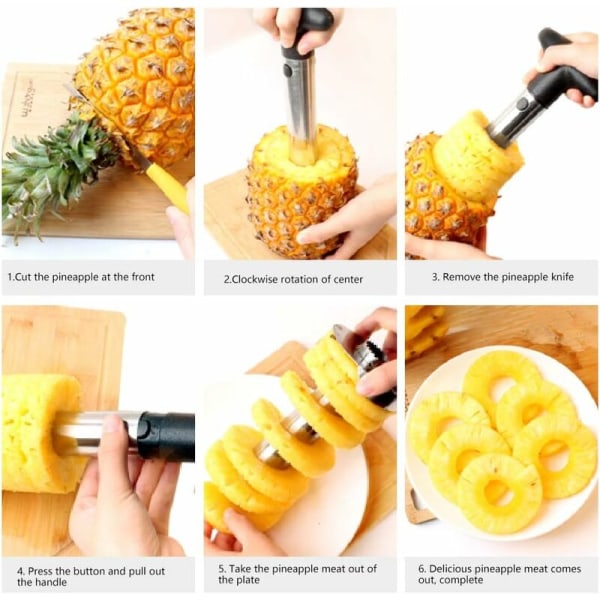 Ananas-skärare Ananas-skärare Ananas-skivare, Rostfritt stål Skalare och Avokado-skärare Skalare Frukt-skärare (Silver)，