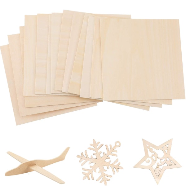 20 st balsa träplattor träplywood hobby träbräda för DIY hantverk trämodell (100 x 100 x 1,5 mm)