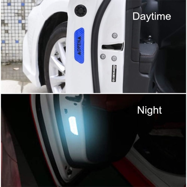 Universal öppen reflekterande varningsdekaler Autoöppningsskylt Anti-kollision Säkerhet Reflekterande dekaltejp 4 st Blå