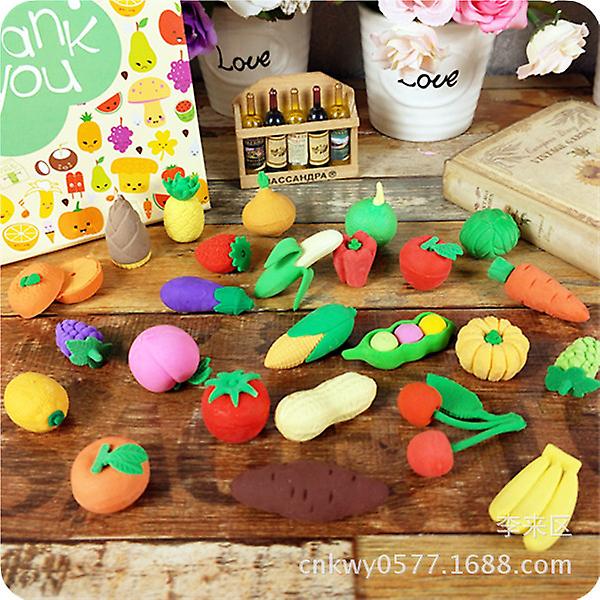 2st roliga suddgummi för barn Mini roliga suddgummi set Fruktsuddgummi för barn slumpmässig stil grönsakssuddgummi