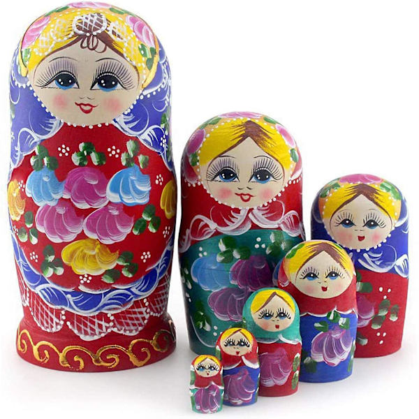 Ryska Nesting Dolls Matryoshka Trä Stapelbara Nästlade Set 7st Handgjorda Leksaker För Barn Barn Julklapp