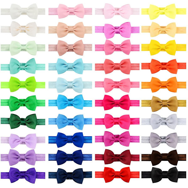 40 kpl Vauvan Tyttöjen Päännauhoja 2,75 Tuuman Grosgrain-Nauhasta, Hiuksiin, Päännauhat, Hiusten Asusteet Vastasyntyneille Tytöille