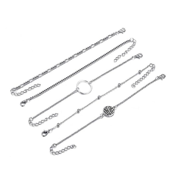 5 st ihåliga cirkelformade handprydnader justerbart läderarmband enkelt armband set