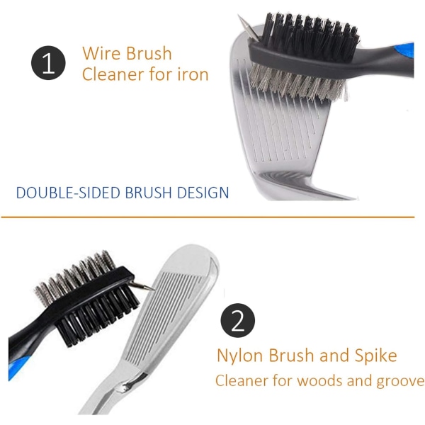 Blue Golf Club Brush ja Club Groove Cleaner, Nylon & Steel Brush