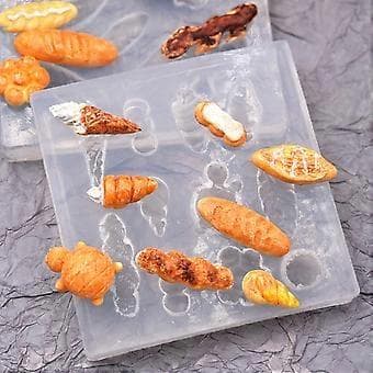 3D Mini Brød Silikoneforme til Fondant Kage Dekor Chokolade, Brødformet Lerforme Epoxy Resin Silikoneforme B