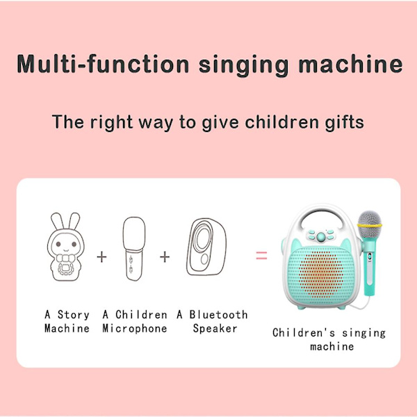 Trådlös Bluetooth musikspelare för barn Karaoke-sångmaskin för barn Leksakshögtalare för pojkflickafest (rosa)