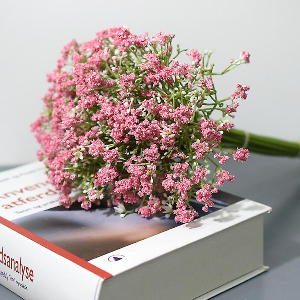 16 stk. kunstig gypsophila brudebukett til bryllupsdekorasjon (rosa)