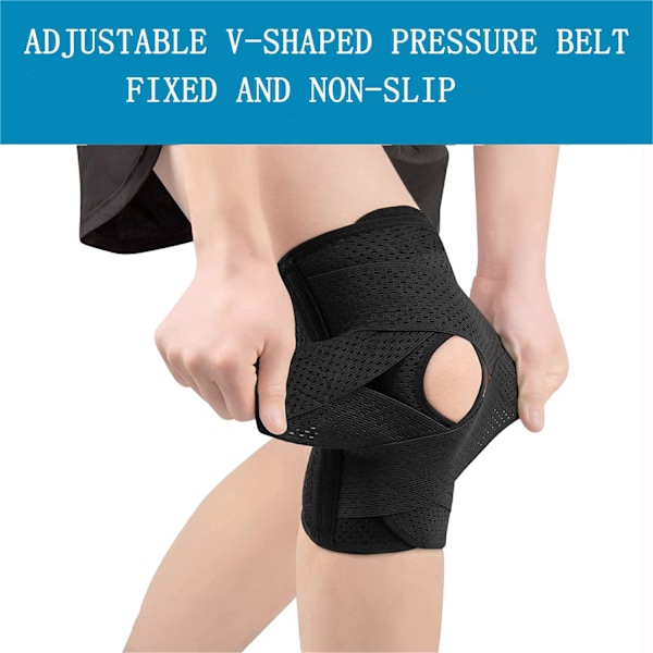 Knæbandage med sidestabilisatorer, til knæsmerter, meniskskade, ACL