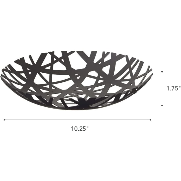 Fruktskål, Metall, Svart, One Size