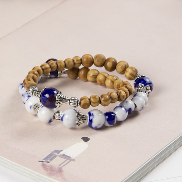 2 stycken kreativa enkla smycken med två pärlor armband