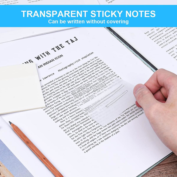 Transparenta klisterlappar 75*75 mm, 200 st självhäftande anteckningsblock Tydliga klibbiga flikar Post It-lappar Påminnelseanteckningar för lärande