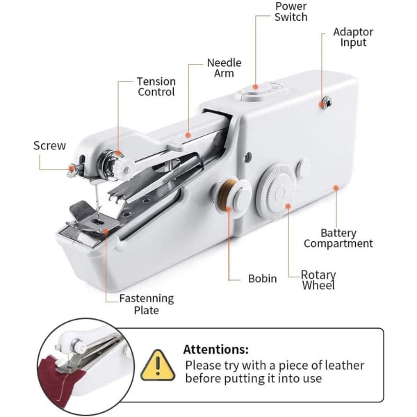 1PC White Mini Portable Sewing Machine, Hand Sewing Portable Elec