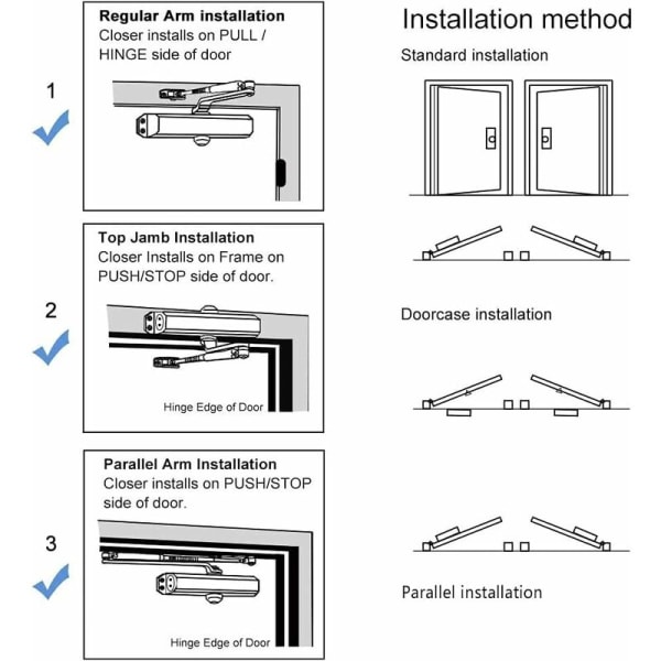 (argent)Ferme-porte hydraulique automatique avec cran d'arrêt, fe