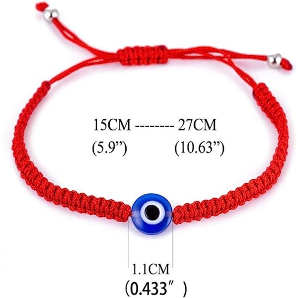 2-pak Djævleøje Dobbelt Kugle Blåt Øje Onde Øje Rød Håndlavet Fletning