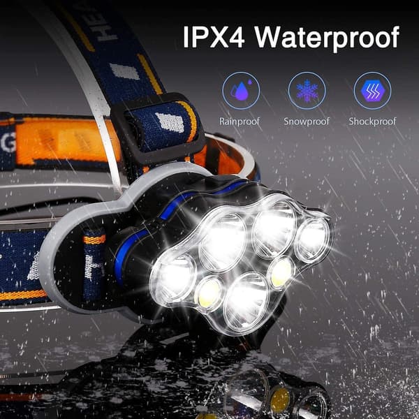 Led Hodelykt, Oppladbar Usb Frontlykt Med Bevegelsessensor, 6 Lysmoduser, Ipx4 Etnch,  (7 Led-lys)