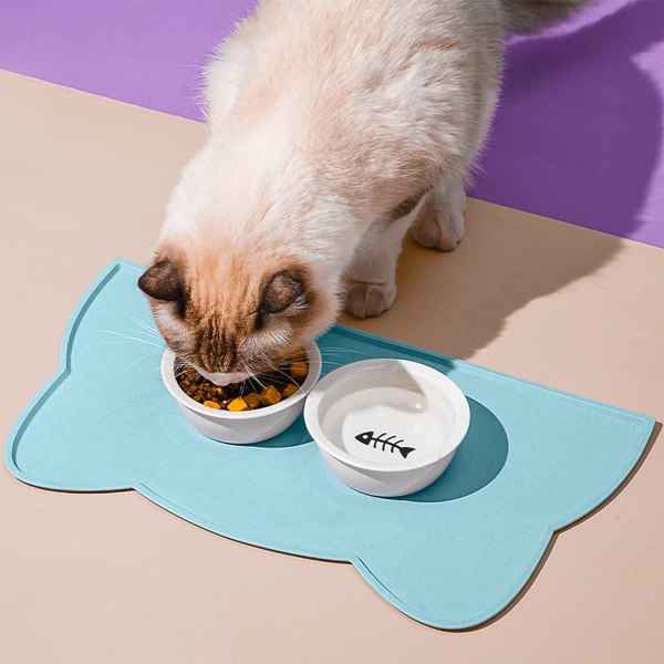 Katt- och hundskålmatta, halkfri silikonmatta, vattentät husdjursmatningsmatta