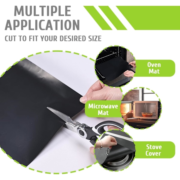 2 stycken universal ugnfoder 40x60cm, nonstick tjockt ugnfoder, lämpligt för ugnens botten, hemmakökstillbehör, svart