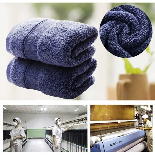 Premium puuvillapyyhesetti kotitalouksiin tai hotelleihin 2 kappaleen luksuspehmeä ja erittäin paksu erittäin imukykyinen pyyhe 2 x 170 g / 14 x 30 tuumaa (sininen - 2 pakkausta)