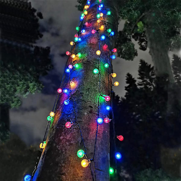 Solcelle-lysstreng, 60 LED'er 11M Farvede Krystal Kugler Lys, 8 Tilstande