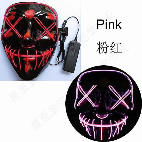 Stitches Scary Led Mask Halloween Cosplay Festival Party（Rosa）