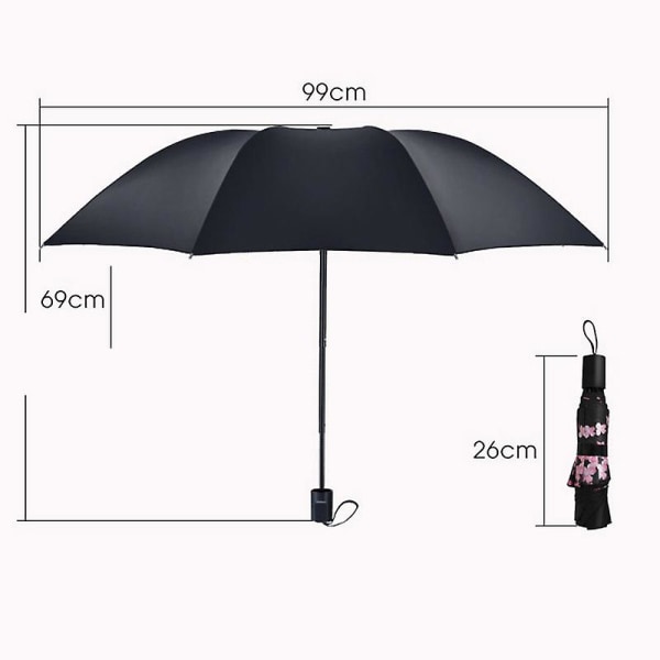 Paraply Män Regn Kvinna Vindtät Stora Paraguas 3d Print Solig Anti-sol 3 hopfällbara paraply utomhus Parapluie（C）