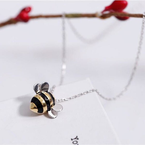 2 st Silver Halsband Bee Hänge Halsband Två Ton Halsband