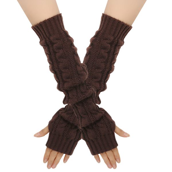 Dam cashmere stickade värmare armbågslängd tumhål fingerlösa