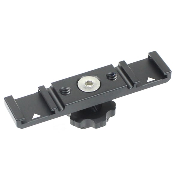 Dobbel Blitzskoholder Brakett Dobbel Blitzskoholder Forlengelsesstang Aluminium Monteringsplate Adapter Dobbel Forlengelse Blitzskoholder for LED Videolys Skjermer