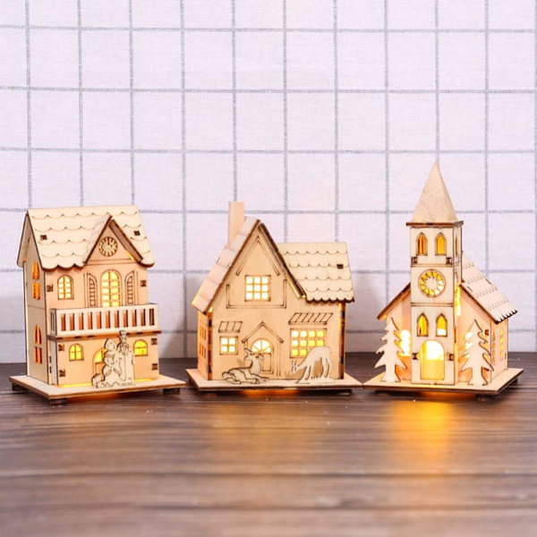 Træ Julelandsby LED-belysning Træ Julehus, Sno