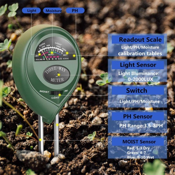 Jardinage Kit de jardinage 10 delar Plantes succulentes en pot Testeur de sol 3-en-1 set